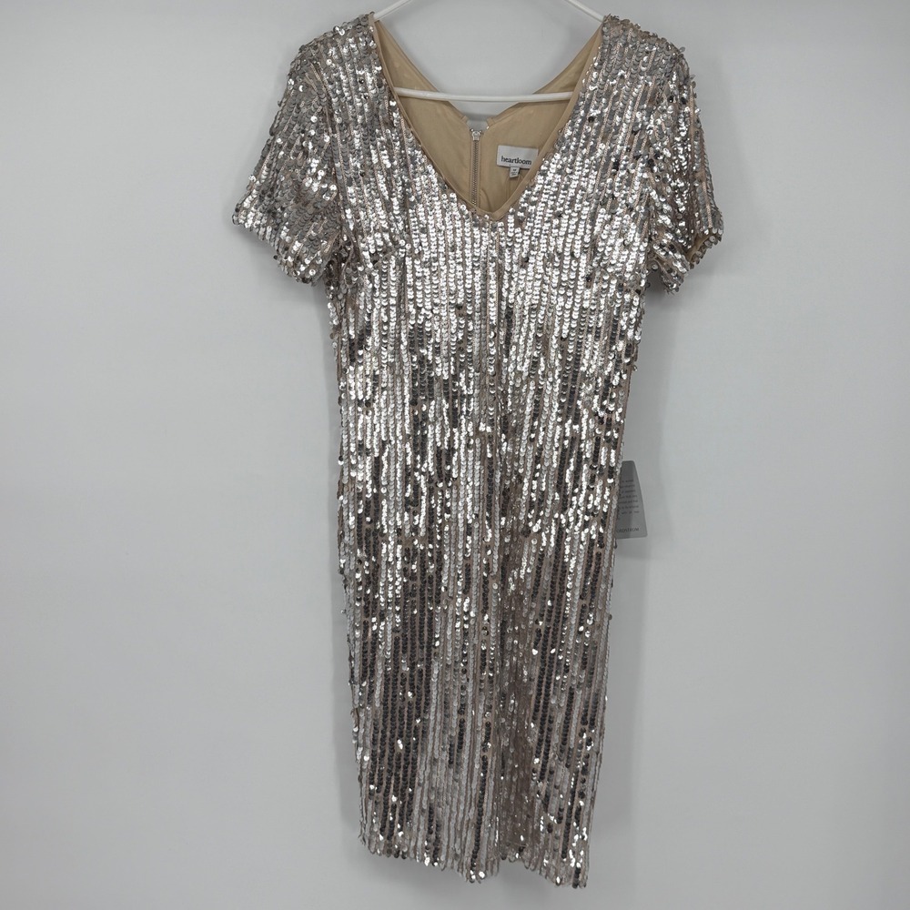 Heartloom Silver Sequin Short Sleeve Mini Dress‎ Medium NWT Nordstrom Party